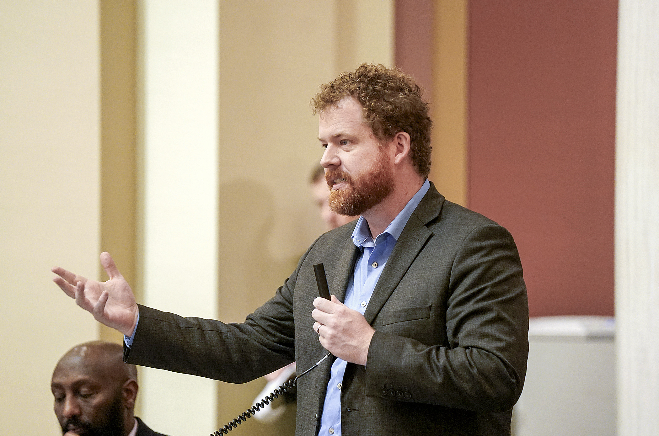 Rep. Zack Stephenson introduces HF3488 on the House Floor May 1. (Photo by Michele Jokinen)